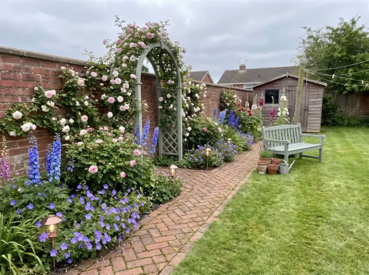 Tired border redesigned by the studio in the English Cottage style