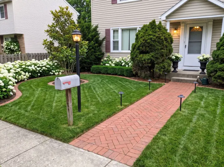 Front yard redesigned by the studio in the Traditional style