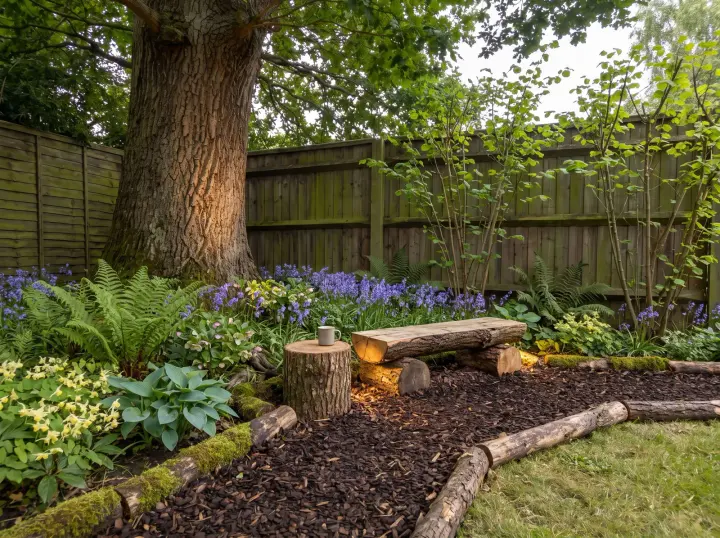 Shady corner redesigned by the studio in the Woodland style