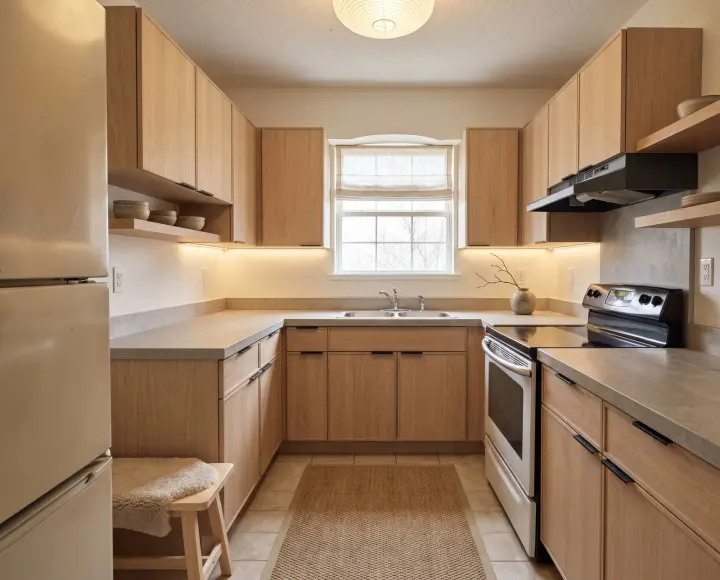 A kitchen redesigned by the studio in Japandi