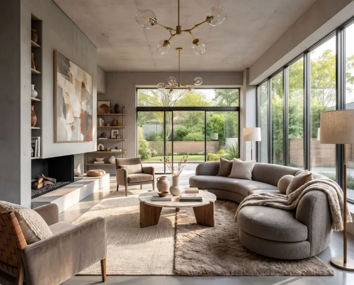 AI room design example: an empty loft furnished in a contemporary style