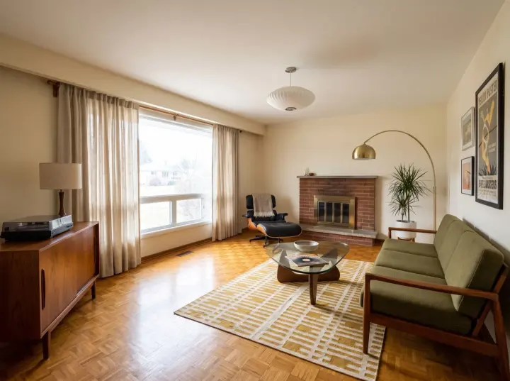 A living room redesigned by the studio in Mid-century